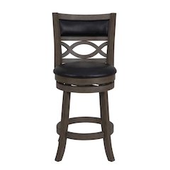 Wood Swivel Counter Stool Gray PU Seat