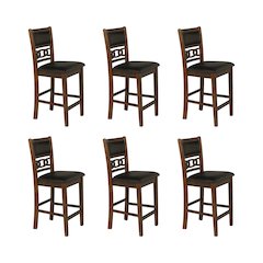 Gia Wood Counter Dining Chair in Brown (Set of 6)