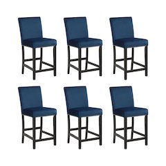 Celeste Wood Counter Chair in Blue (Set of 6)