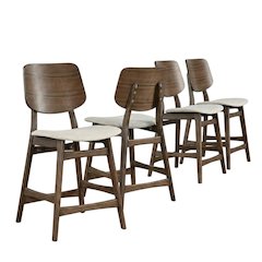 Solid Wood Upholstered Counter Height Bar Stools with Backs, Set of 6