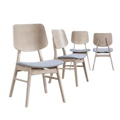 Solid Wood Upholstered Dining Chairs for Kitchen and Dining Room, Gray, Set of 4