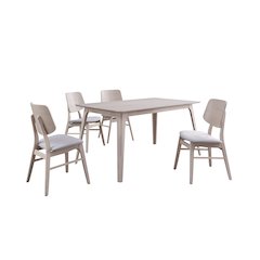 Oscar 5-piece Wood Dining Set, White Ash