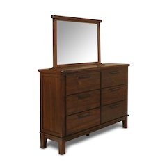 Cagney Wood 6-Drawer Dresser with Mirror, Chestnut