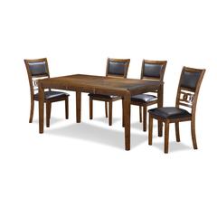 Gia 5-Piece 60" Wood Rectangular Dining Set with 4 Chairs in Brown