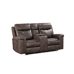 Quade Console Loveseat W/ Dual Recliners-Mocha