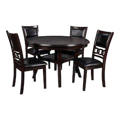 Gia 5-Piece 47" Wood Round Dining Set, Ebony