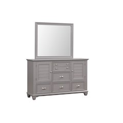 Jamestown Wood 5-Drawer Dresser with Mirror, Gray