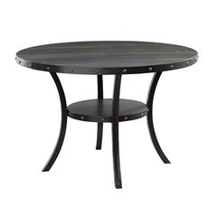 Furniture Crispin 48" Round Melamine Wood Dining Table in Gray