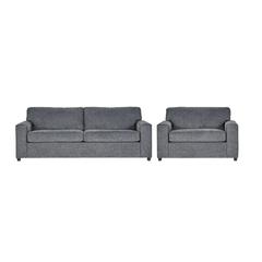Kylo Ash Gray Polyester Fabric Couch and Oversized Chair