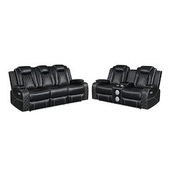 Orion II 2-Pc Faux Leather Power Living Room Set, Black