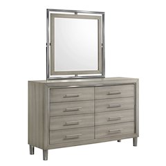 New Classic Furniture Lennox Wood 8-Drawer Dresser with Mirror in Gray