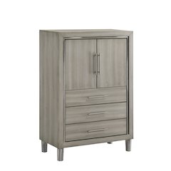 New Classic Furniture Lennox Wood Modern Door Chest with LED Light in Gray