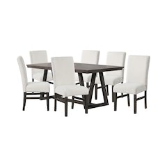 High Line 7-Piece Wood Rectangular Dining Table Set, White