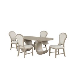 Gwendolyn 5-Pc Wood Oval Dining Set with 4-Chair in Taupe