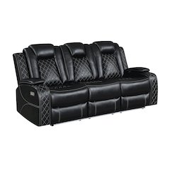 Orion II Faux Leather Power Sofa, Black