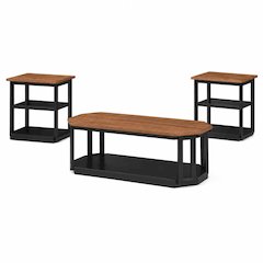 Decker 3-Piece Wood Occasional Table Set in Black/Brown