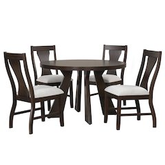 Chestnut Ridge 5-Piece Wood Round Table Set in Brown