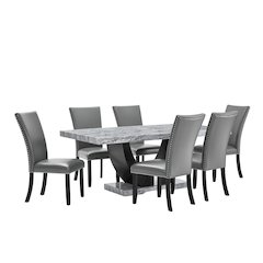 Lyra 7-Piece Wood Dining Table Set, Gray
