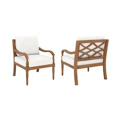 Savannah Wood Patio Club Chair in Natural/White (Set of 4)