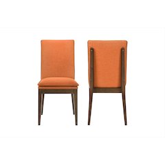 Maggie Dining Chair W/Terra Cotta Cushion-Walnut (Set of 2)