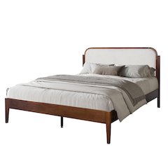 New Classic Furniture Hawthorne Wood Queen Platform Bed in Walnut/White