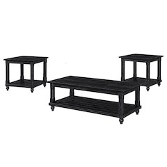 Cade 3-Piece Wood Occasional Table Set in Black