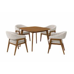 Miller 5-Pc Wood Square Dining Set w Arm Chairs in Walnut