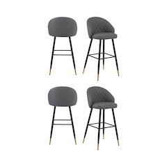 New Classic Furniture Oliver Vegan Leather Bar Chair in Gray (Set of 4)