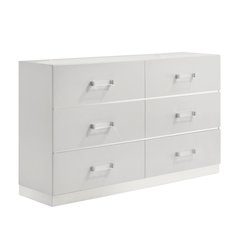 Europa Wood 6-Drawer Dresser, White
