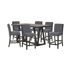 High Line 7-Piece Wood Rectangular Counter Table Set, Gray