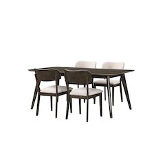 Rex 5-Piece Wood Rectangle Dining Set, Walnut