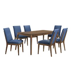 Maggie 7-Piece Wood Dining Table Set, Blue