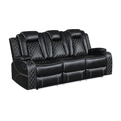 Orion II Faux Leather Manual Sofa, Black