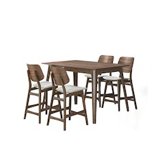Oscar 5-piece Wood Counter Dining Set in Walnut