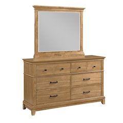 Sunstone 2-Piece Wood Dresser and Mirror Set in Honey