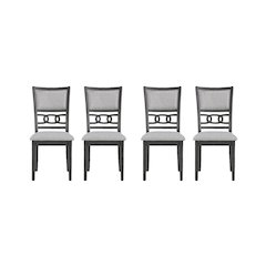 Solid Wood Dining Chair Set of 4 Fabric Seat Contemporary Gray Style