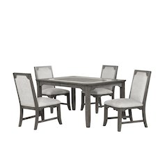 New Classic Furniture Lisbon 5-Piece Wood Rectangle Dining Set in Gray