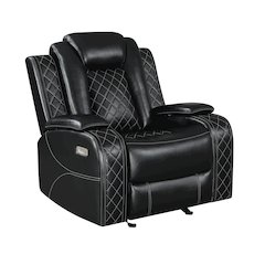 Orion II Faux Leather Power Glider Recliner, Black
