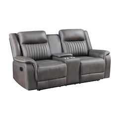 Enzo  Console Loveseat W/ Dual Recliners--Gray