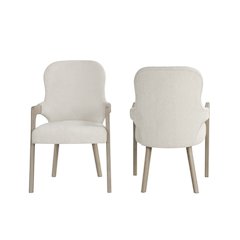 Gwendolyn Wood Dining Arm Chair in Taupe (Set of 2)