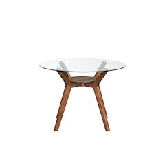 Oscar 5-Piece Wood Round Dining Table Set in Walnut/Teal