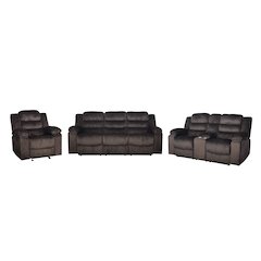 Willow 3-Piece Wood & Fabric Living Room Set in Brown