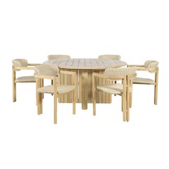 Sedona 7-Piece Wood Outdoor Dining Set in Natural