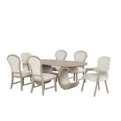 Gwendolyn 7-Pc Wood Oval Dining Set with 6-Chair in Taupe