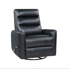 Takami Faux Leather Swivel Recliner, Black