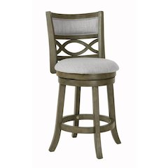 24-Inch Solid Wood Counter Stool 360 Swivel Fabric Seat Ant Gray