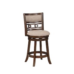 24-Inch Wood Swivel Counter Stool Cherry Brown Fabric