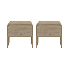 Mara 2-Piece Wood End Table/Bedside Table in Natural