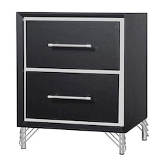 Ava Rubberwood 2 Drawers Nightstand in Ebony Black