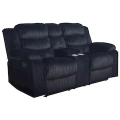 Willow Wood & Fabric Loveseat with Dual Recliner in Black